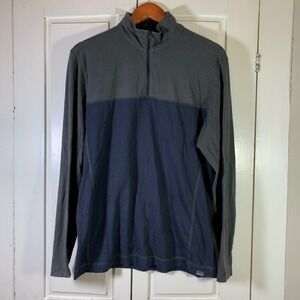 Eddie Bauer Travex Mens Medium Gray Blue 1/4‎ Zip Pullover Gorpcore Outdoorsy
